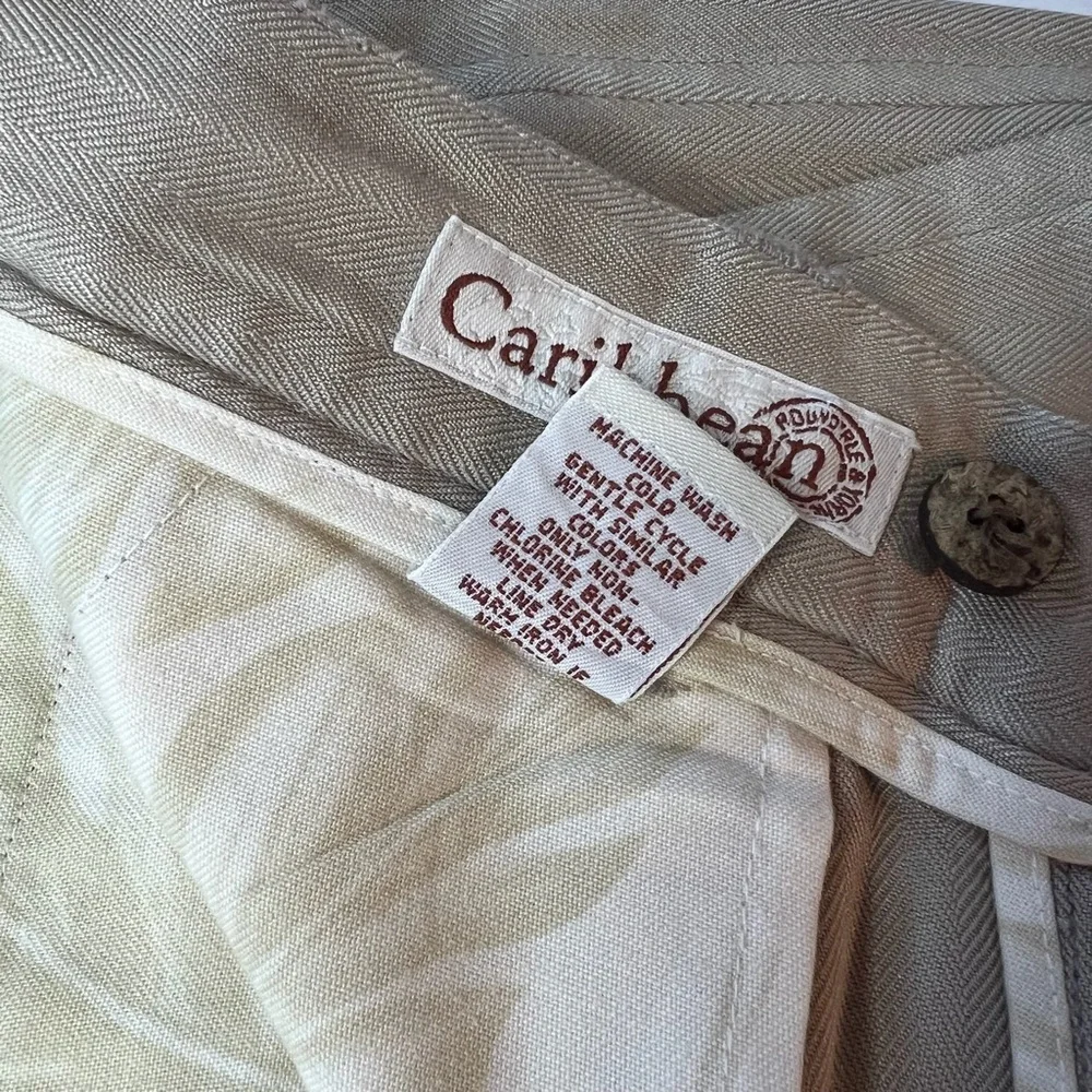 Caribbean Sz 34 Khaki 100% Silk Relaxed‎ Fit